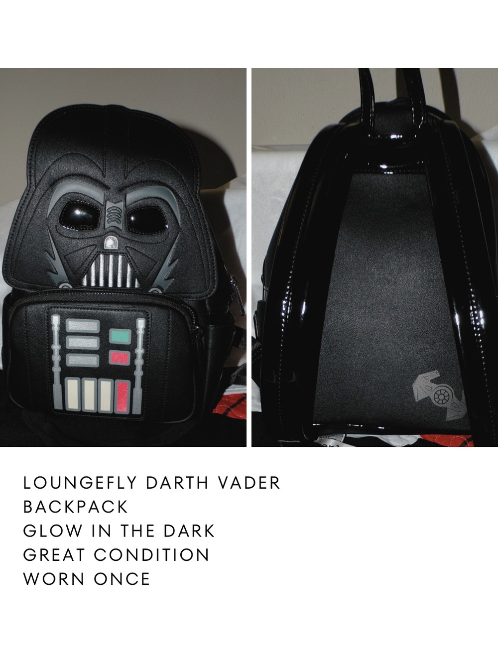 Loungefly Black Darth Vader Mini Backpack with Accent Panels